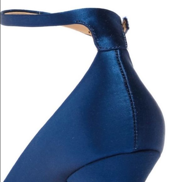 Badgley Mischka Blue Kali Satin Ankle-strap Pumps - Picture 7 of 12